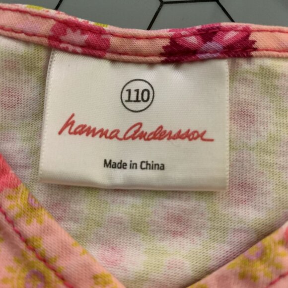 Hanna Andersson Tunic Dress 110cm US5 Pink Purple Floral Ruffle Bell Sleeves - Picture 3 of 9